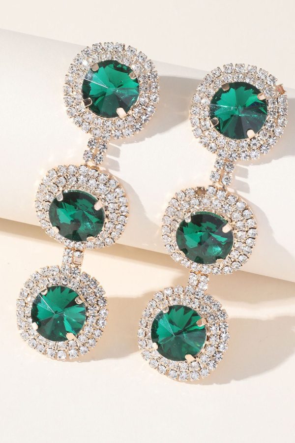 Meerlaagse ronde strass oorbellen Mode – Bild 3