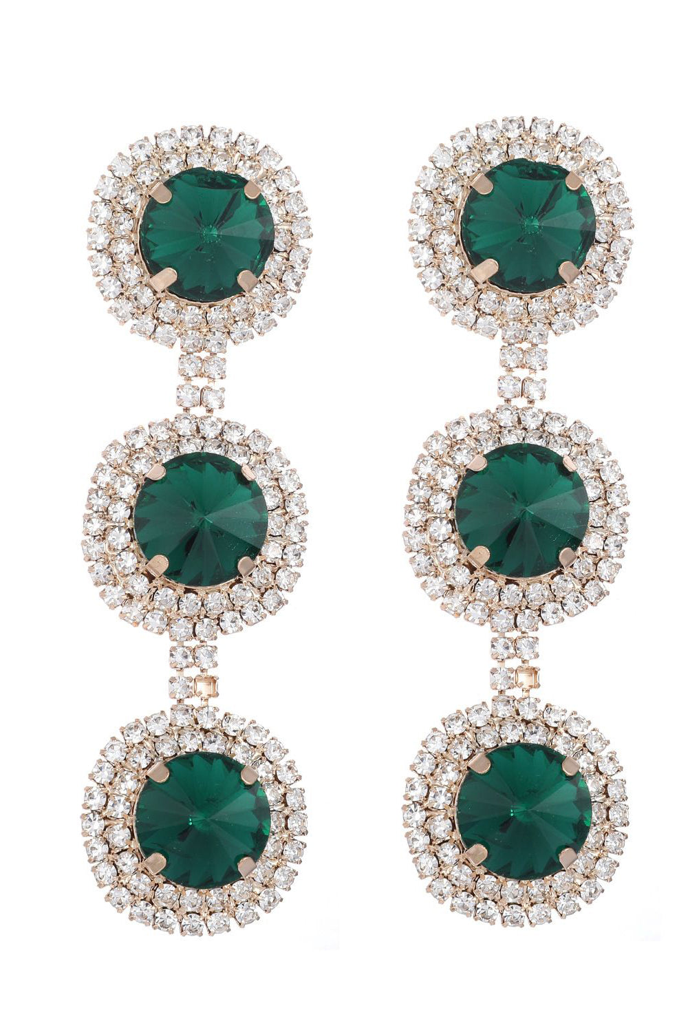 Meerlaagse ronde strass oorbellen Mode