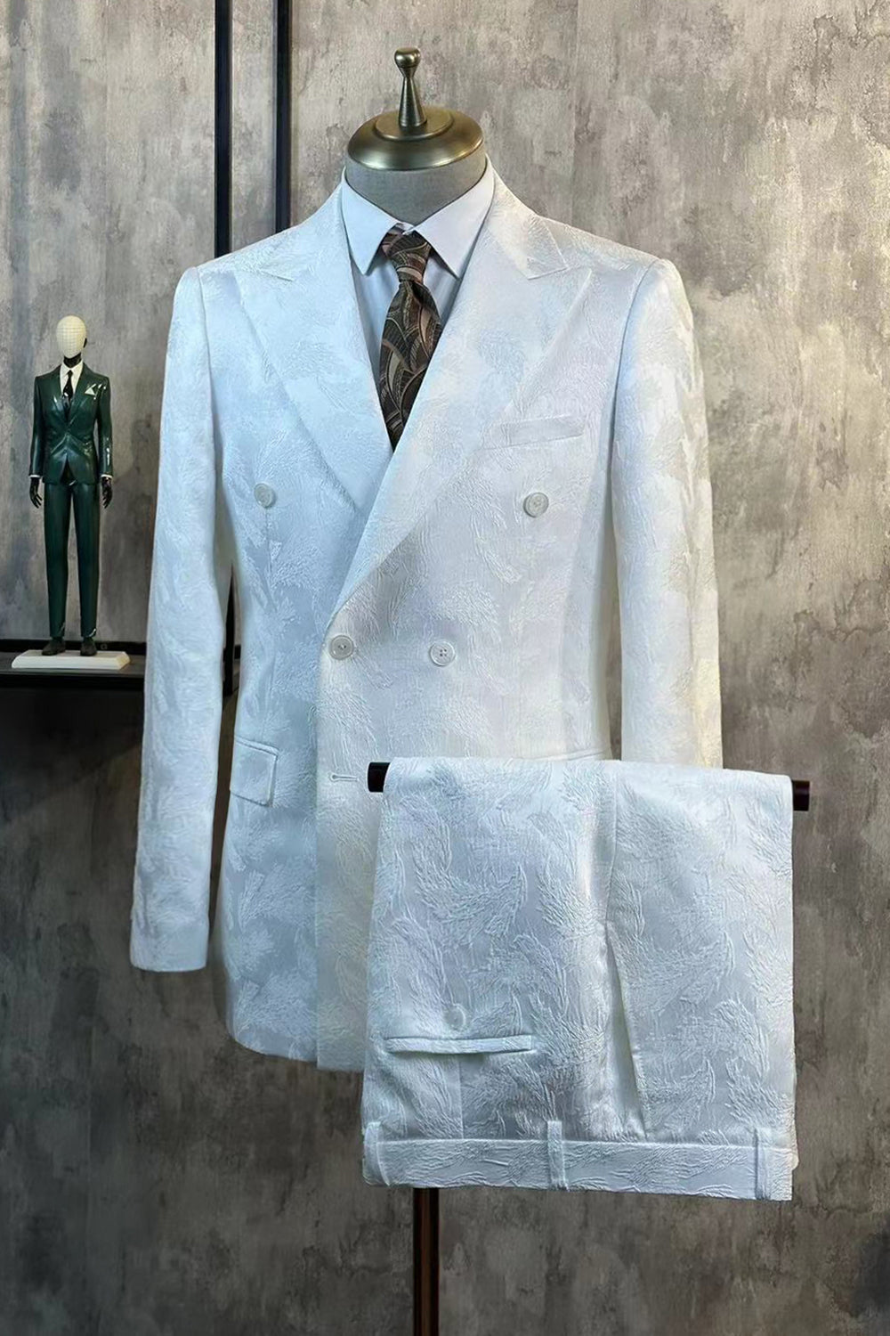White Peak Revers Jacquard 2-delige herenpakken Angebot