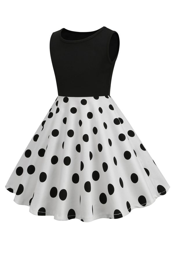 Witte Polka Dots Mouwloze Vintage Meisje Jurken Schn?ppchen – Bild 3