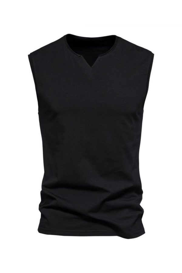 Mouwloos Zwart V-hals Zomer Heren T-shirt Angebot