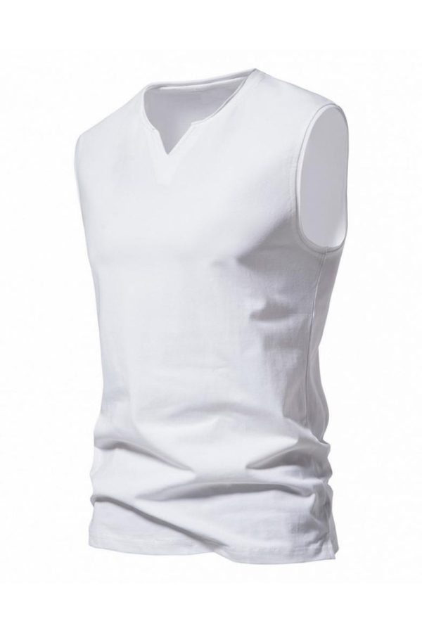 Mouwloos Zwart V-hals Zomer Heren T-shirt Angebot – Bild 5