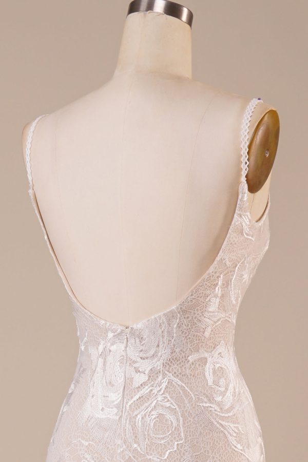Backless Lace Ivoren Trouwjurk met Sweep Train Online – Bild 5