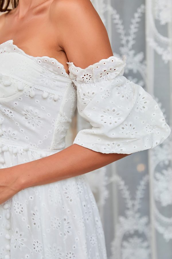 Off the Shoulder Witte Casual Jurk Angebot – Bild 3