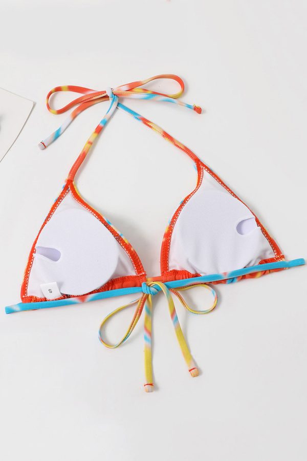 Halter hals oranje bedrukte bikini Online – Bild 4