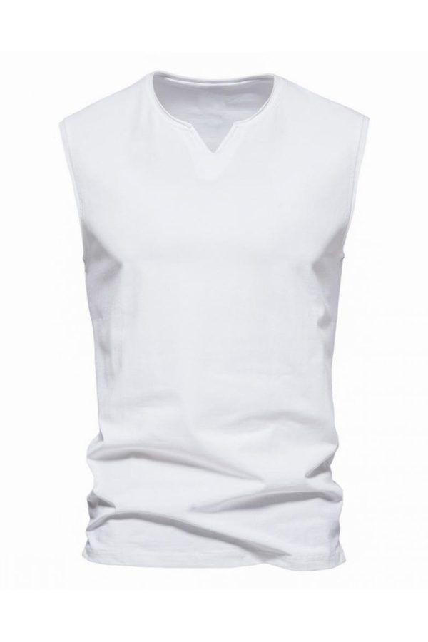 Mouwloos Zwart V-hals Zomer Heren T-shirt Angebot – Bild 3