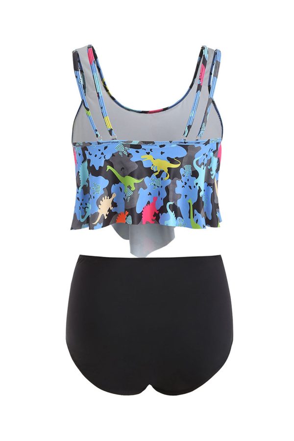 Tweedelig grijs bedrukt Tankini badpak Im Angebot – Bild 2