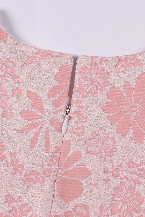 Leuke Jewel Hals Roze Jacquard Meisje Jurk Im Angebot – Bild 5