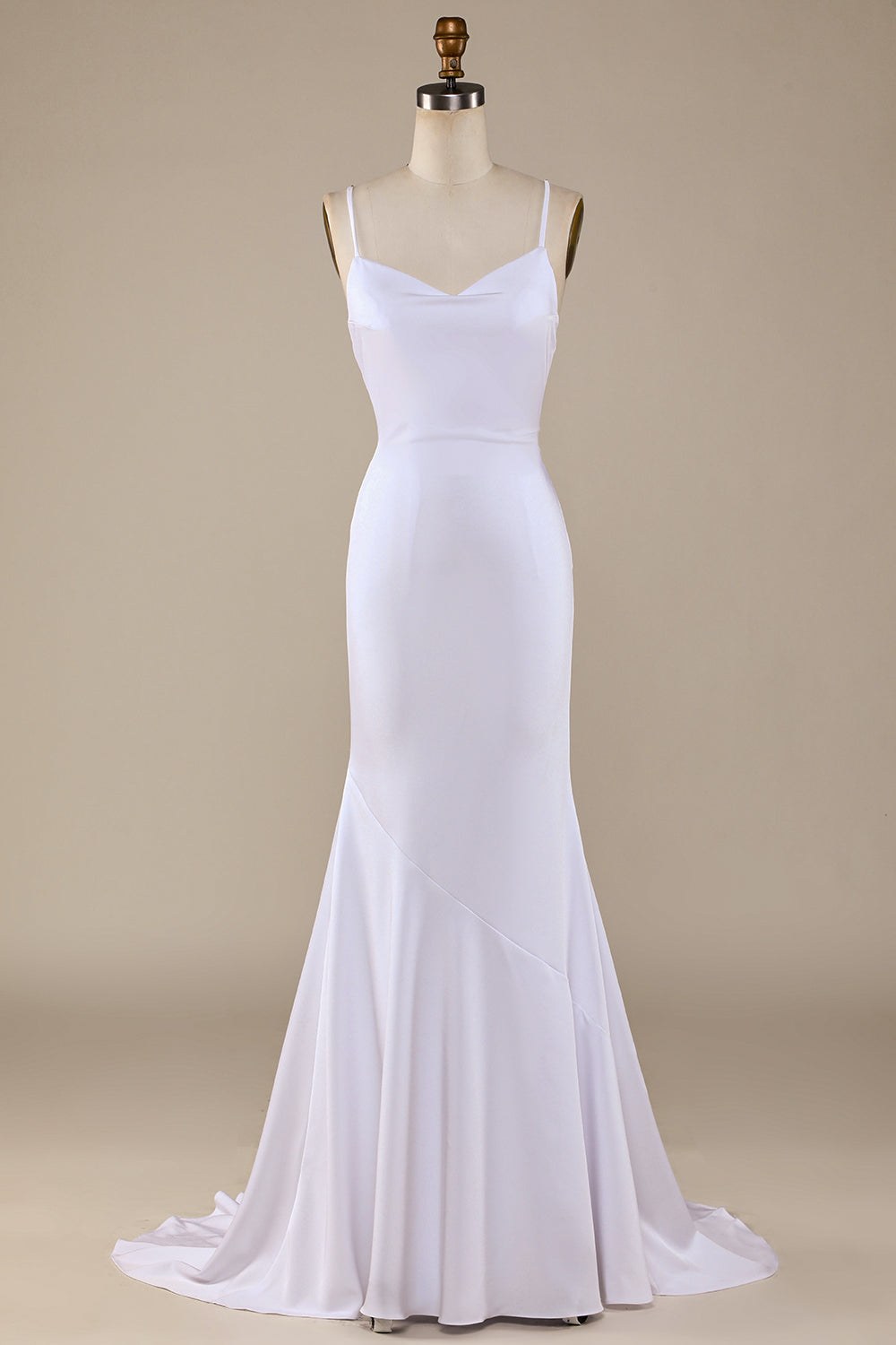Witte Zeemeermin Lace-Up Back Sweep Train Trouwjurk Jetzt online