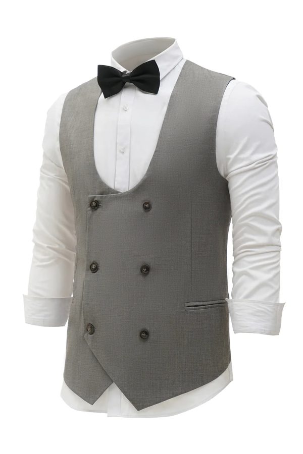 Grijs Double Breasted Heren vest met 7 Stuks Accessoires Set Im Angebot – Bild 4