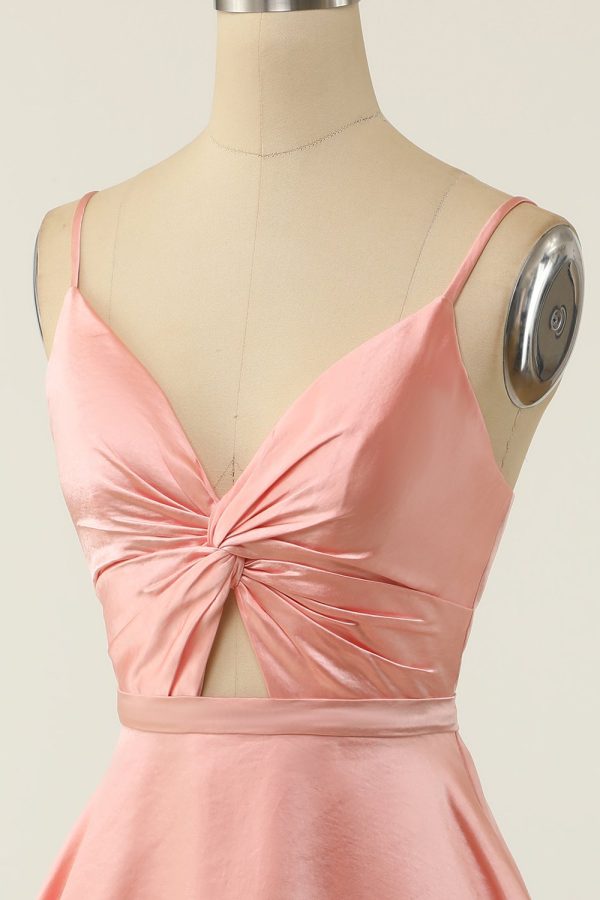 A lijn Spaghettibandjes Blush Kort Homecoming Party Jurk Angebot – Bild 5