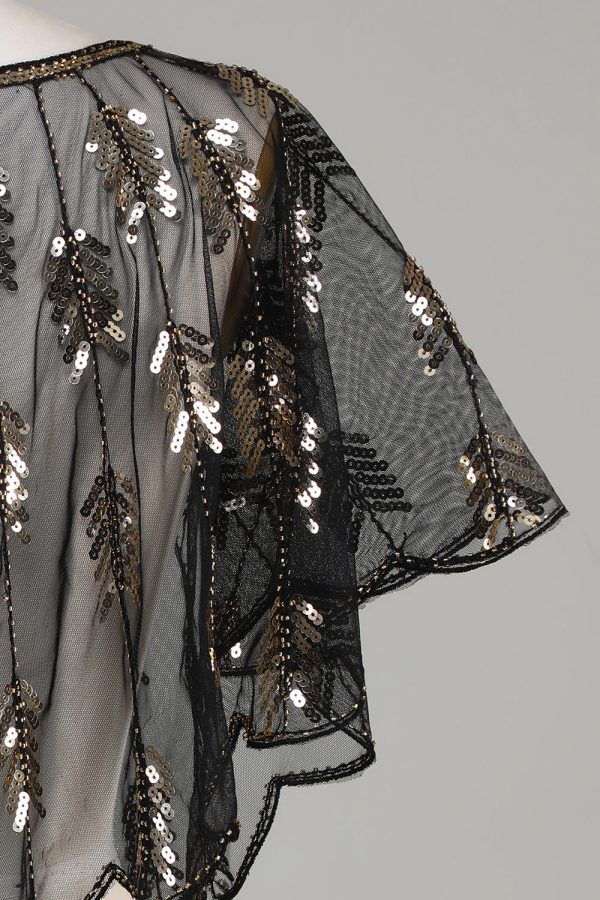 Gouden Glitter Pailletten 1920s Cape met Kralen Online – Bild 4