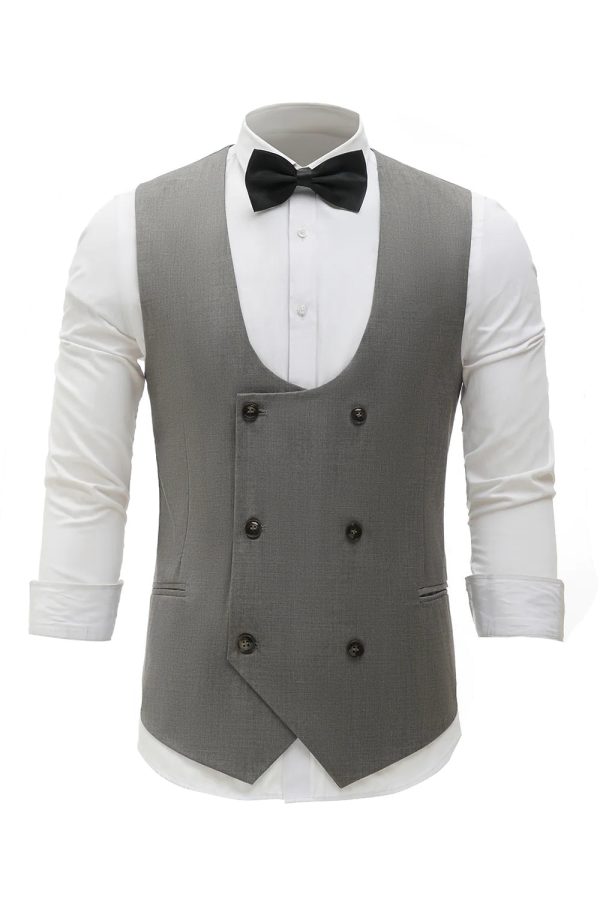 Grijs Double Breasted Heren vest met 7 Stuks Accessoires Set Im Angebot – Bild 2
