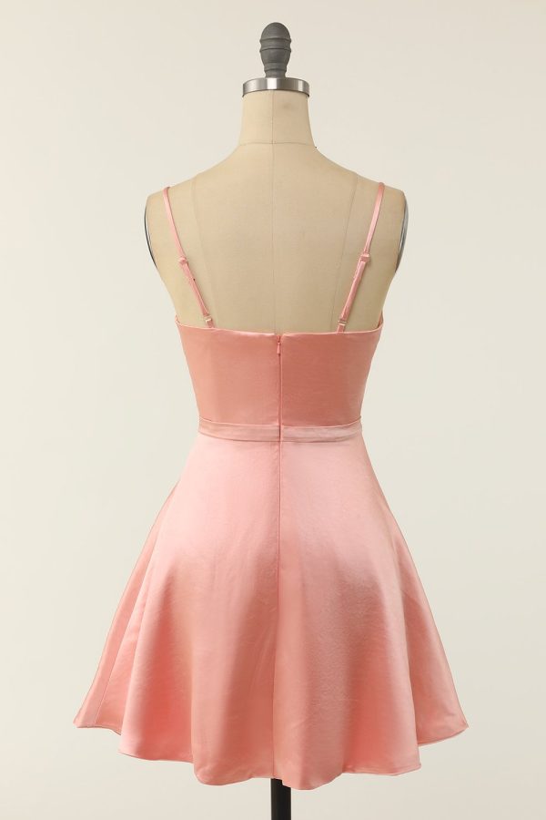 A lijn Spaghettibandjes Blush Kort Homecoming Party Jurk Angebot – Bild 2