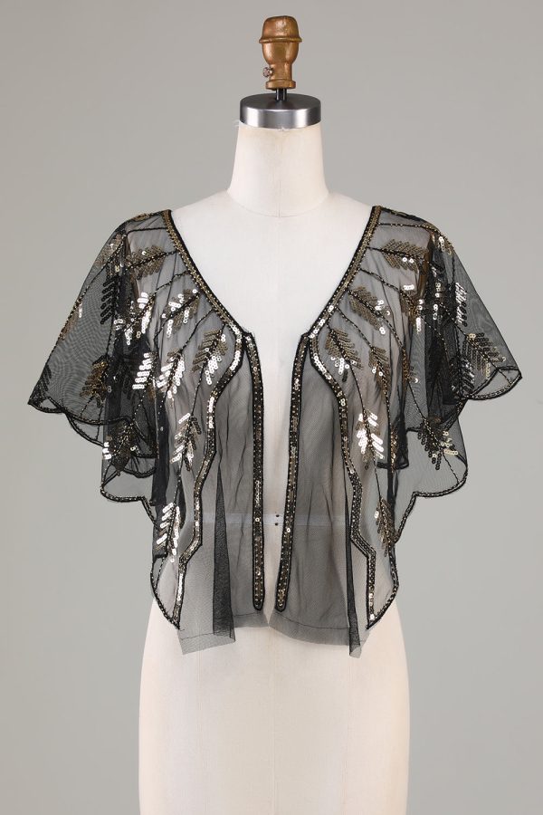Gouden Glitter Pailletten 1920s Cape met Kralen Online