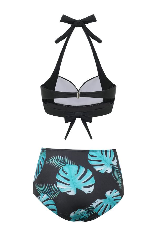 Zwart Groen Blad Twee Delige Bikini Online-Schn?ppchen – Bild 2