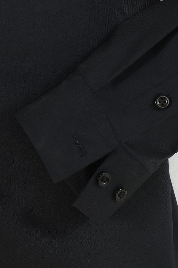 Heren zwart massief lange mouwen pak shirt Im Angebot – Bild 3