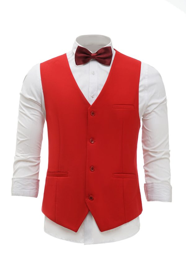 Rode Single Breasted Shawl Revers Heren Pak Vest Zu verkaufen
