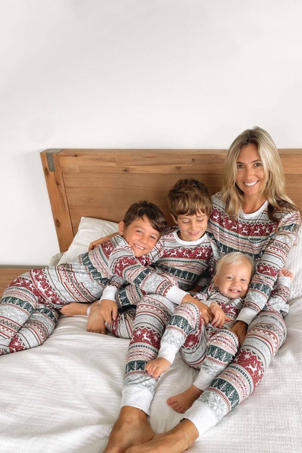 Grijs patroon strepen Kerst Familie Matching Pyjama Rabatt