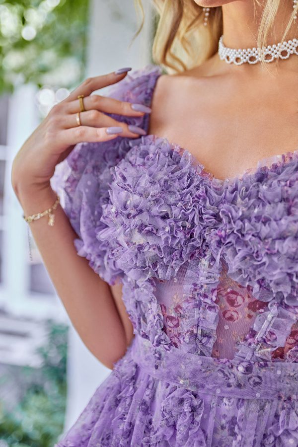 Off the Shoulder Een lijn bedrukte leuke homecoming jurk Online – Bild 3