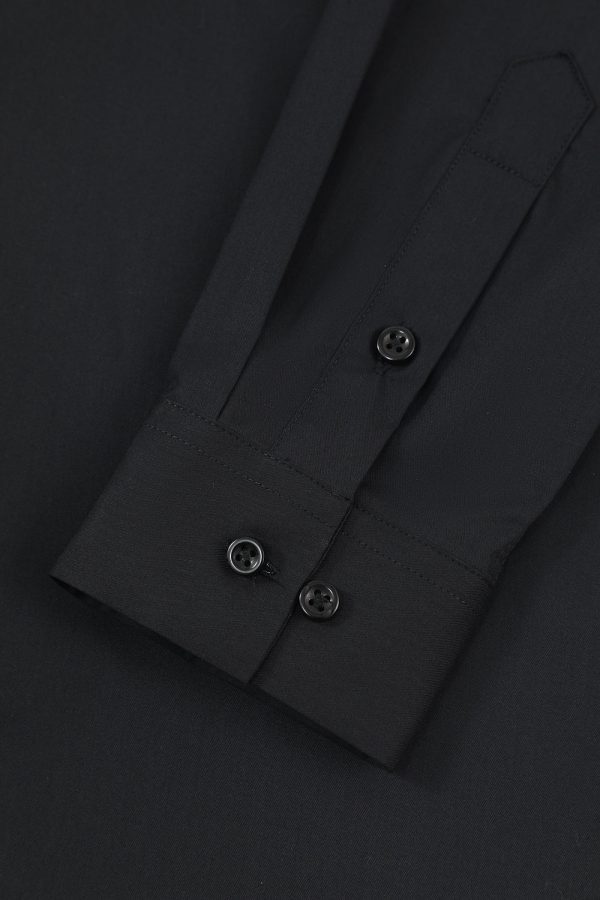 Heren zwart massief lange mouwen pak shirt Im Angebot – Bild 5