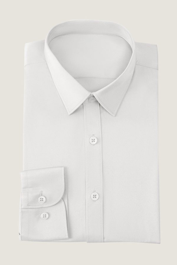 Wit Massief Lange Mouwen HerenPak Shirt Angebot – Bild 3
