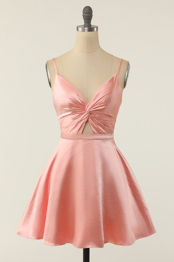 A lijn Spaghettibandjes Blush Kort Homecoming Party Jurk Angebot