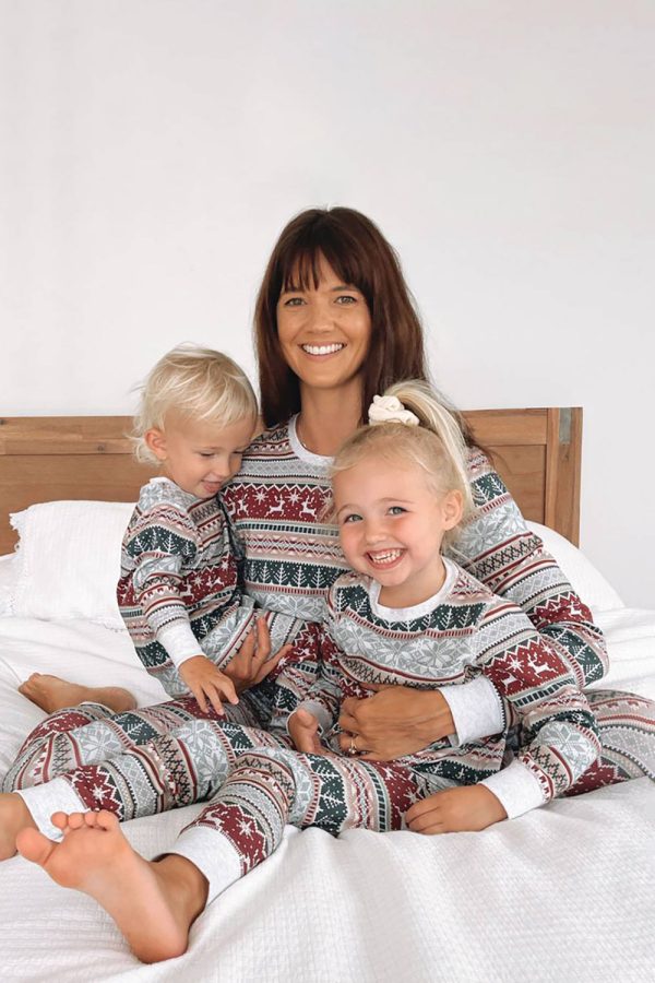 Grijs patroon strepen Kerst Familie Matching Pyjama Rabatt – Bild 5