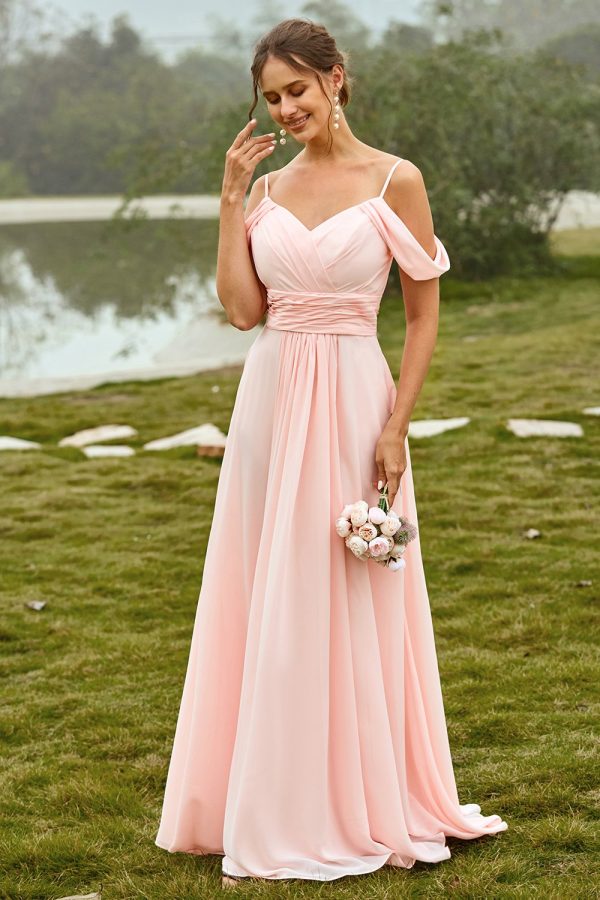 Off-shoulder Blush Bruidsmeisje Jurk Online – Bild 4