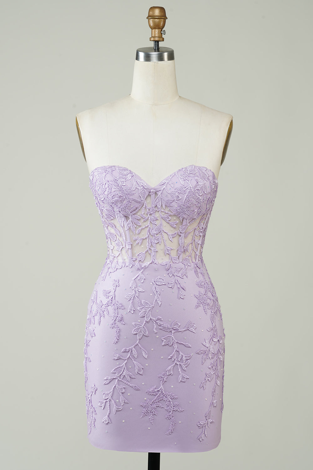 Hot Selling Bodycon Sweetheart Paars Korset Homecoming Jurk met Appliques Zu verkaufen