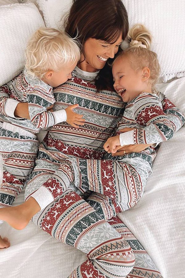 Grijs patroon strepen Kerst Familie Matching Pyjama Rabatt – Bild 4