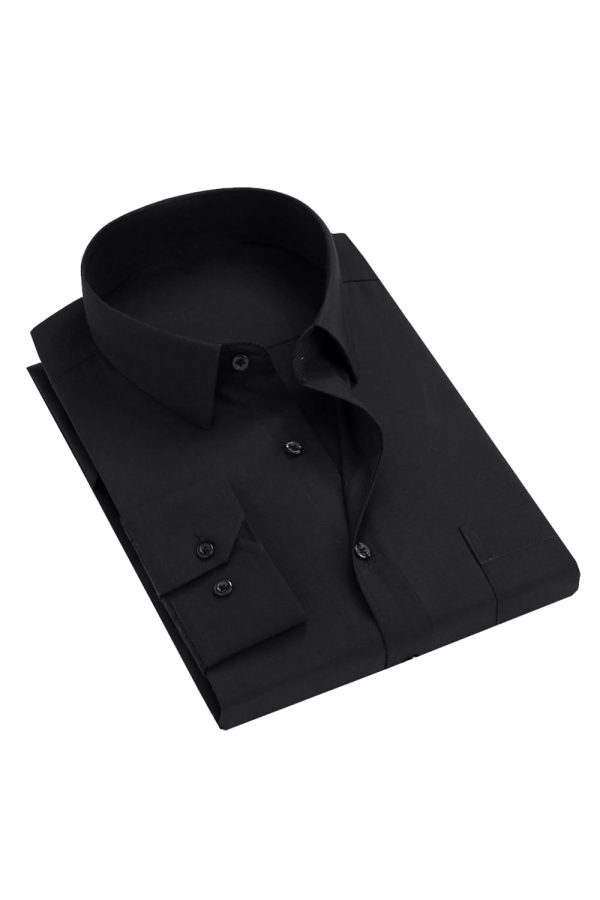 Heren zwart massief lange mouwen pak shirt Im Angebot