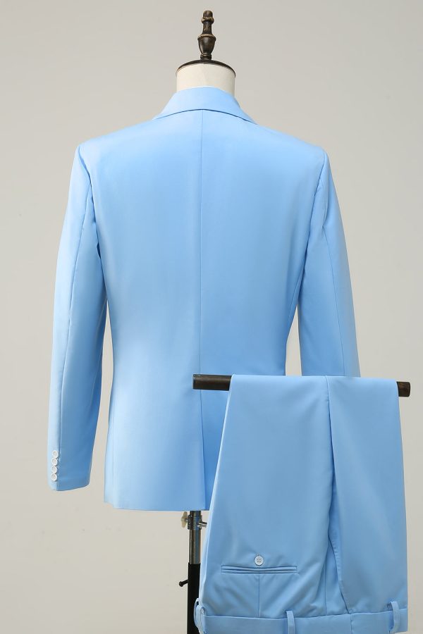 Peak Revers Single Breasted Sky Blue Heren Galapakken Zu verkaufen – Bild 2