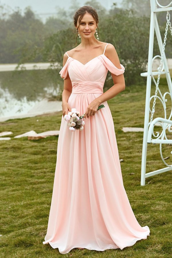 Off-shoulder Blush Bruidsmeisje Jurk Online