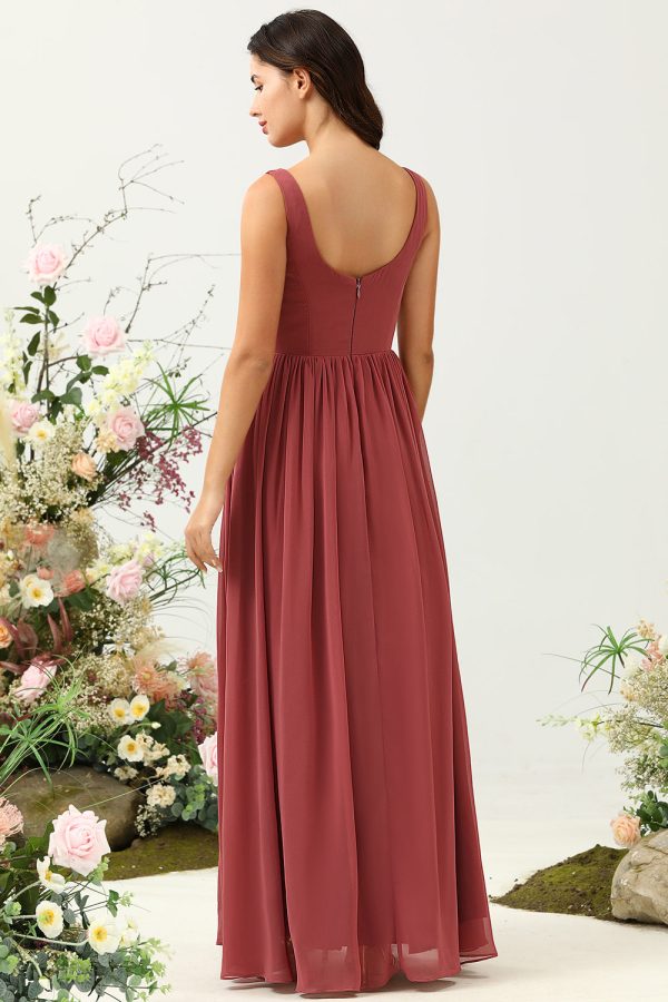 V Hals Open Back Desert Rose Bruidsmeisje Jurk Im Angebot – Bild 2