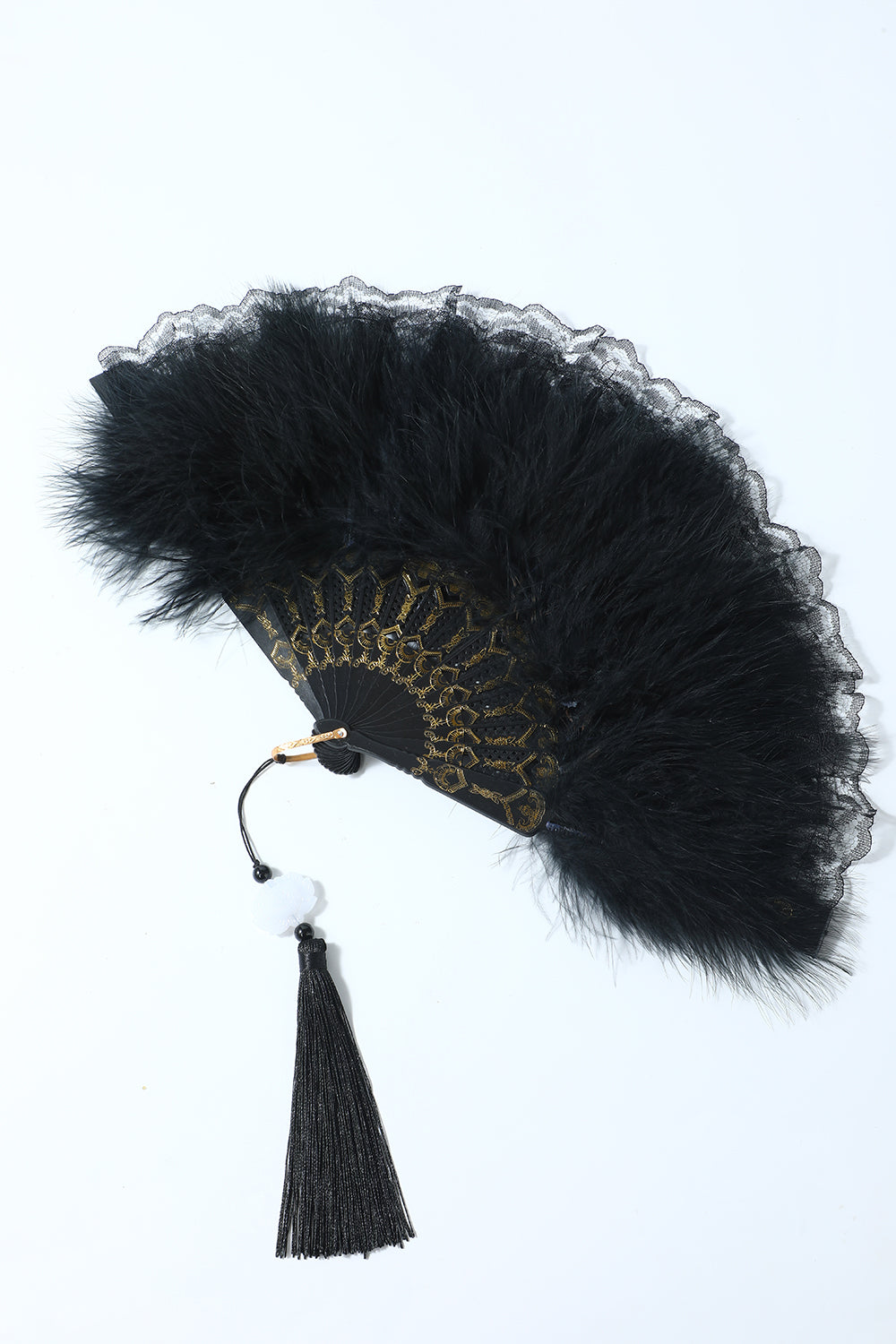 Jaren 1920 Feather Lace Fan Verkauf