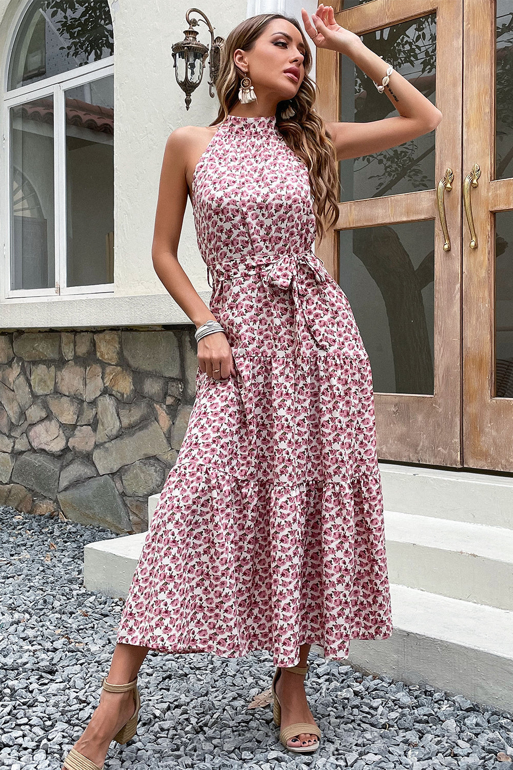 Slim Fit Halter Bloemen Zomerjurk Zu verkaufen