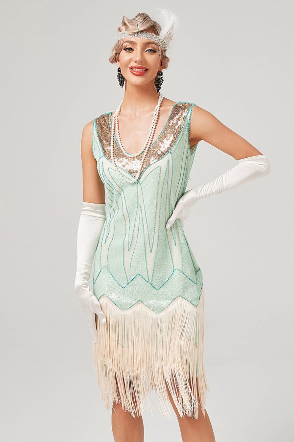Pailletten Groene Korte Jaren 1920 Party Dress Schn?ppchen