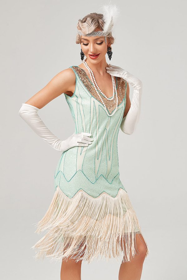 Pailletten Groene Korte Jaren 1920 Party Dress Schn?ppchen – Bild 5