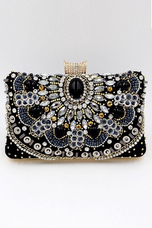 Zwarte kralen schouder ketting avond clutch Online