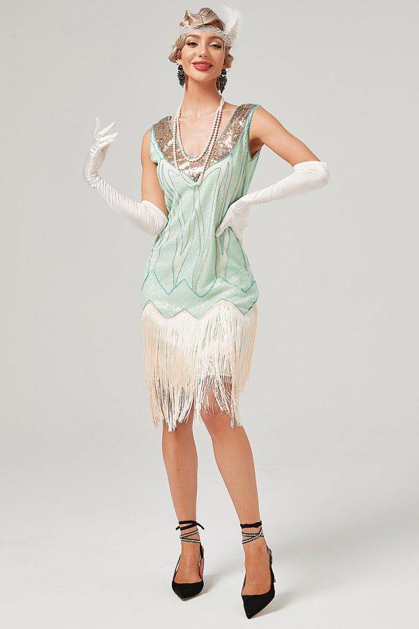 Pailletten Groene Korte Jaren 1920 Party Dress Schn?ppchen – Bild 4