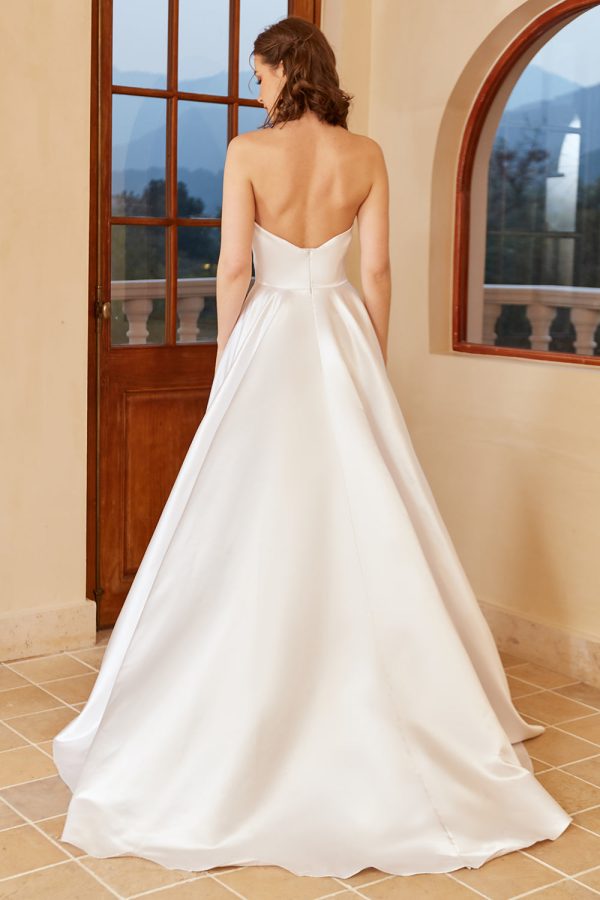 Witte Satijn Sweetheart Trouwjurk met Spleetje Mode – Bild 2
