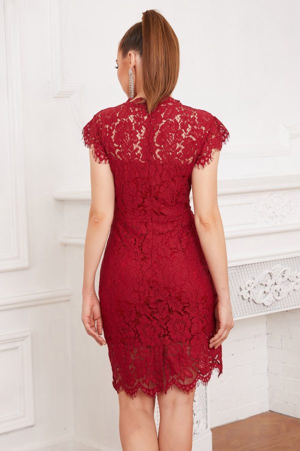Rode Bodycon Kanten jurk Verkauf – Bild 2