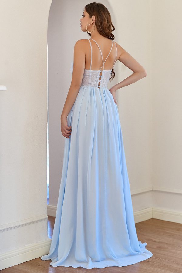 Halter Lichtblauw Bruidsmeisje Jurk Verkauf – Bild 2