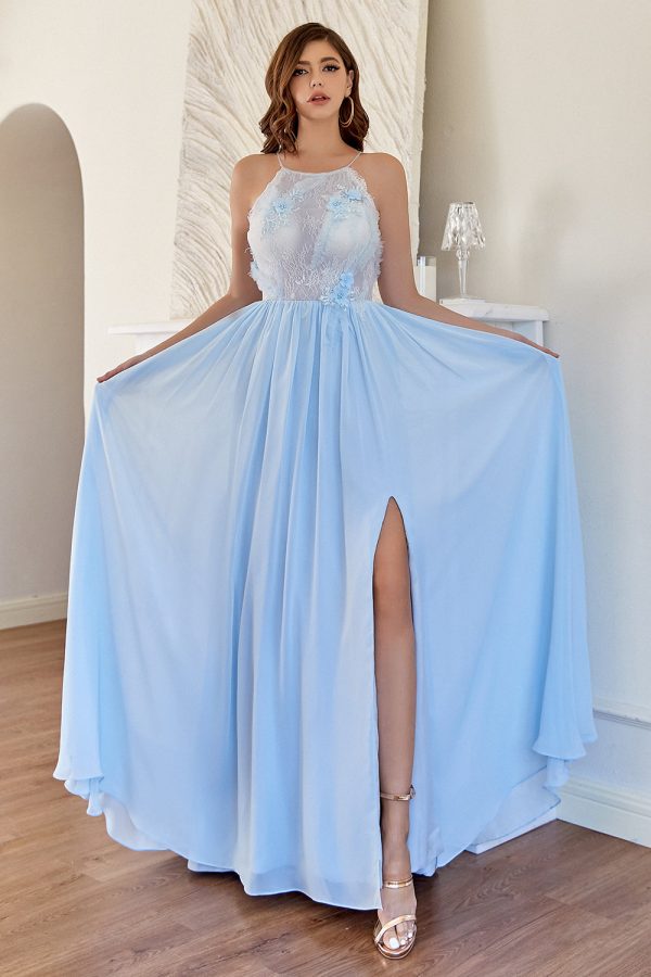 Halter Lichtblauw Bruidsmeisje Jurk Verkauf – Bild 5