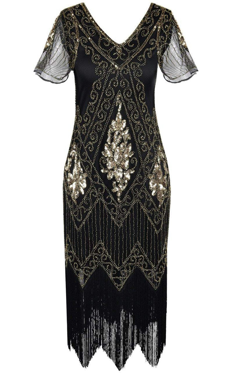 V Hals Zwart jaren 1920 Flapper Jurk Zu verkaufen