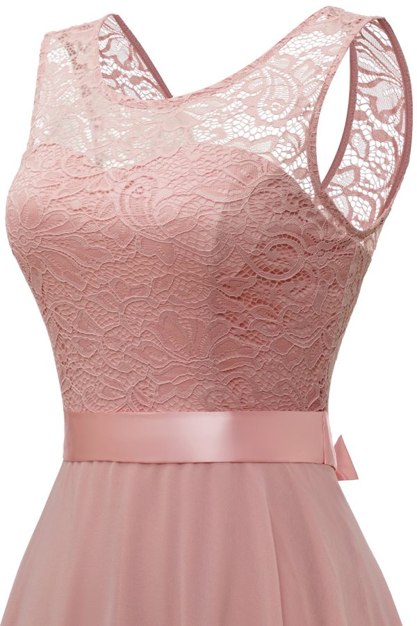 Blush ronde hals kant jurk met open rug Mode – Bild 4