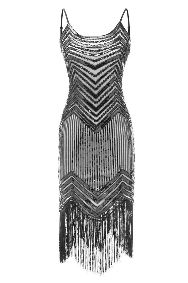 Bodycon Zwart Zilver Pailletten jaren 1920 Jurk Jetzt online