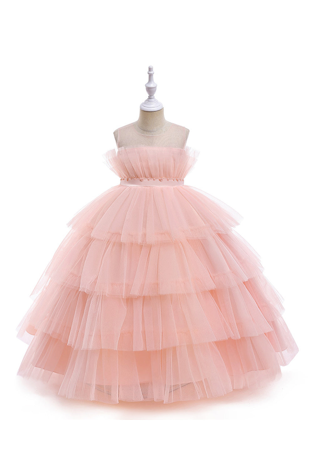 Roze Tule A Line Bloem Meisje Jurk met Strik Mode