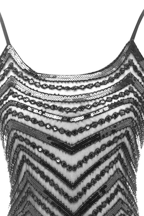 Bodycon Zwart Zilver Pailletten jaren 1920 Jurk Jetzt online – Bild 4